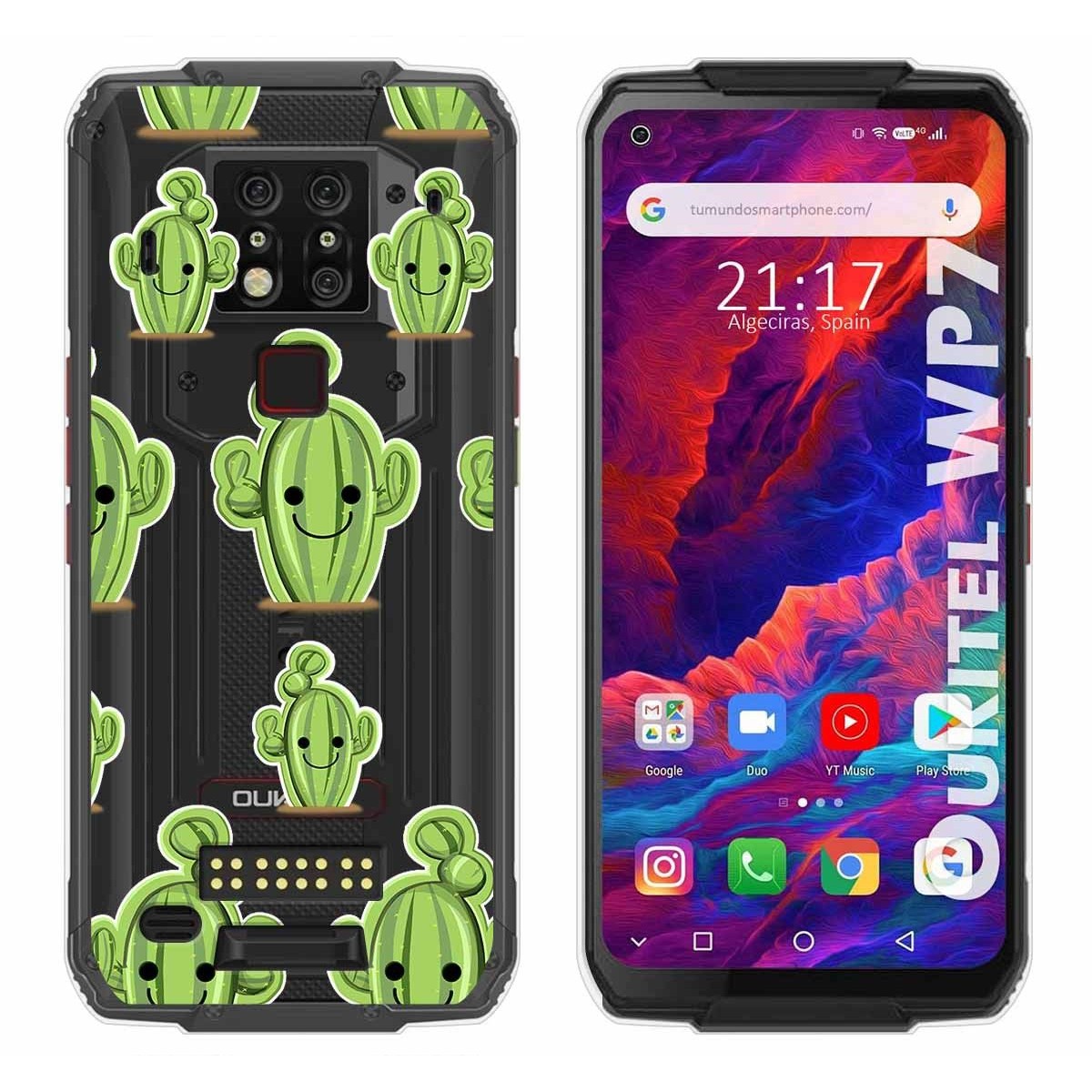 Funda Gel Transparente para Oukitel Wp7 diseño Cactus Dibujos