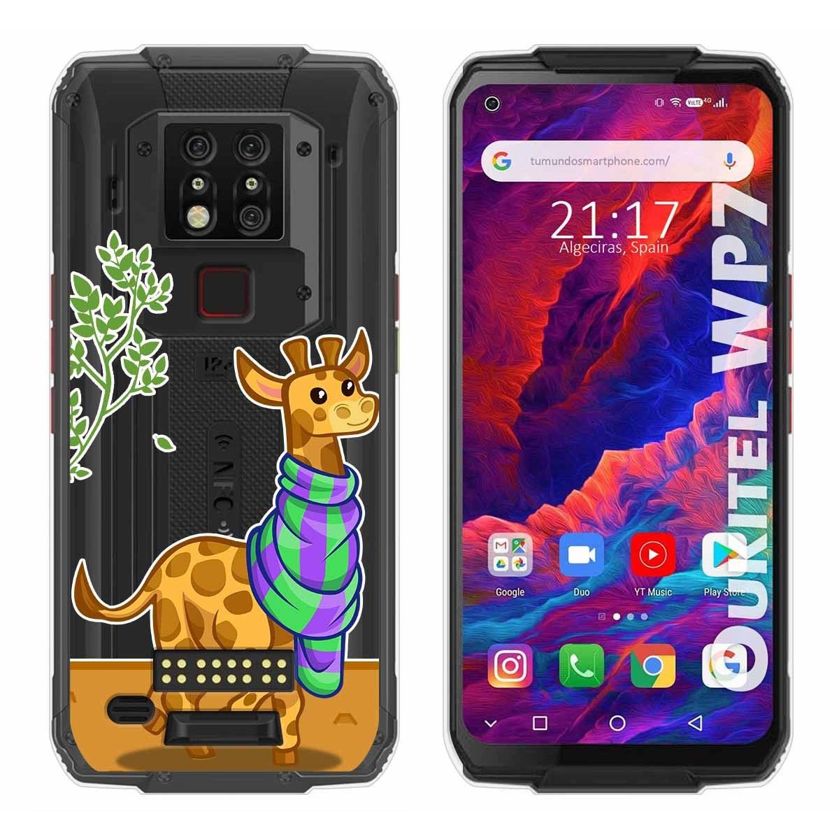 Funda Gel Transparente para Oukitel Wp7 diseño Jirafa Dibujos