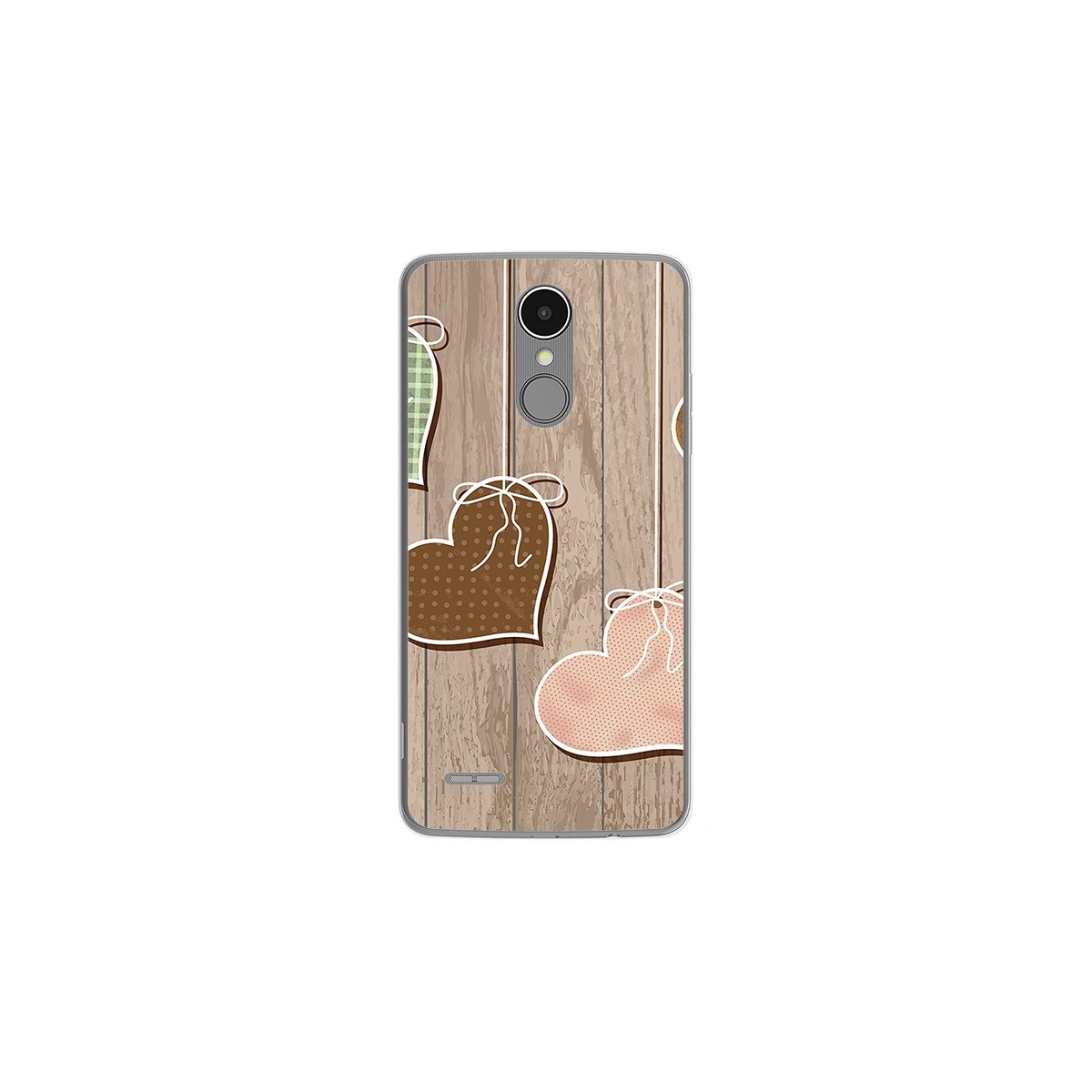 Funda Gel Tpu para Lg K4 2017 / K8 2017 Diseño Corazones Madera Dibujos