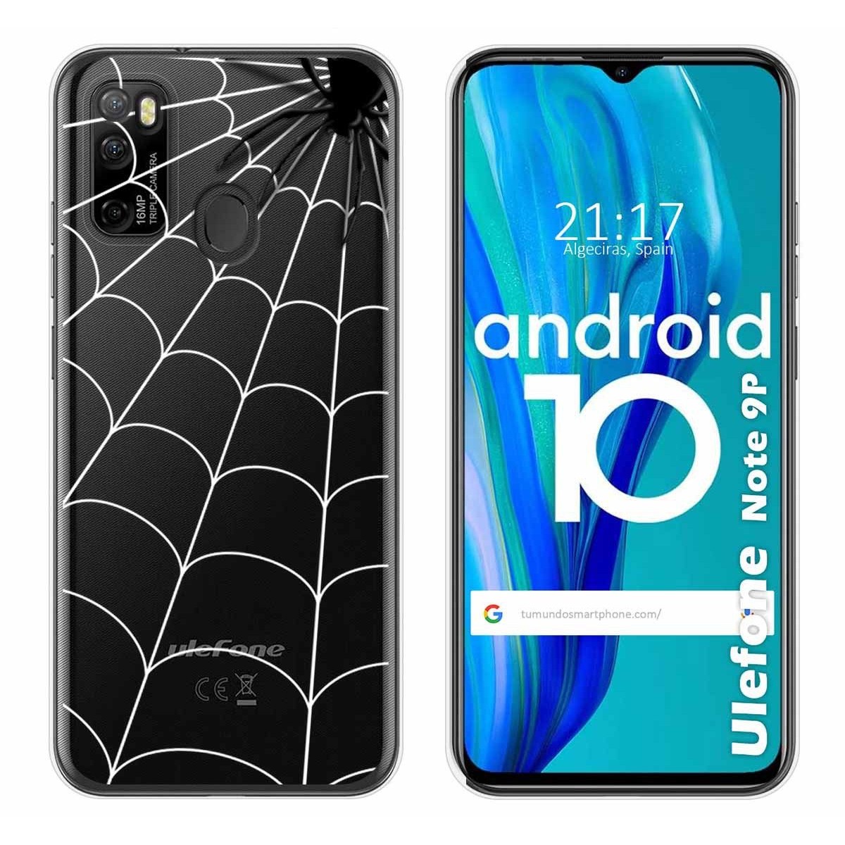 Funda Gel Transparente para Ulefone Armor Note 9P diseño Araña Dibujos