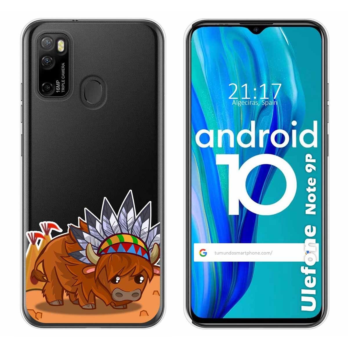 Funda Gel Transparente para Ulefone Armor Note 9P diseño Bufalo Dibujos