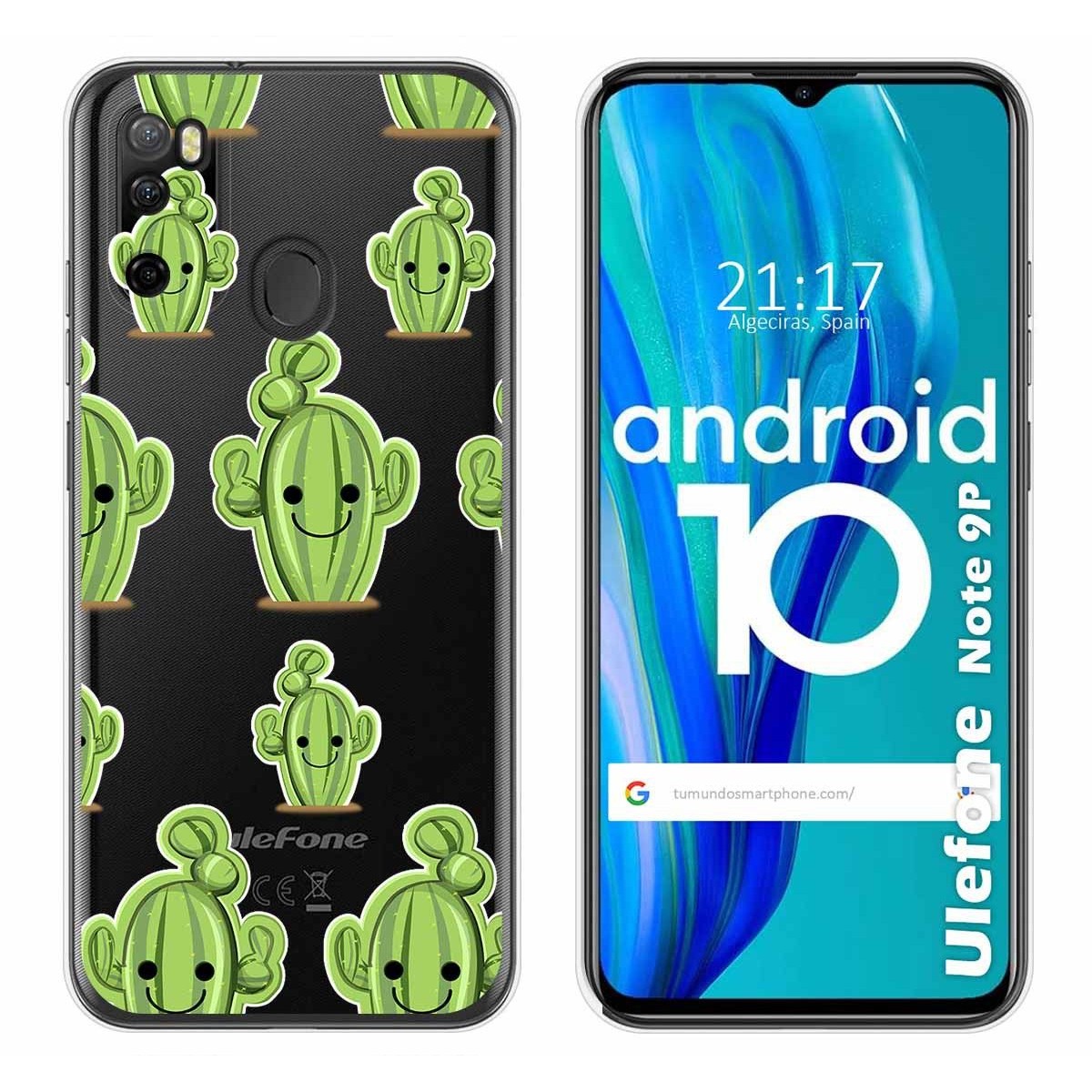 Funda Gel Transparente para Ulefone Armor Note 9P diseño Cactus Dibujos