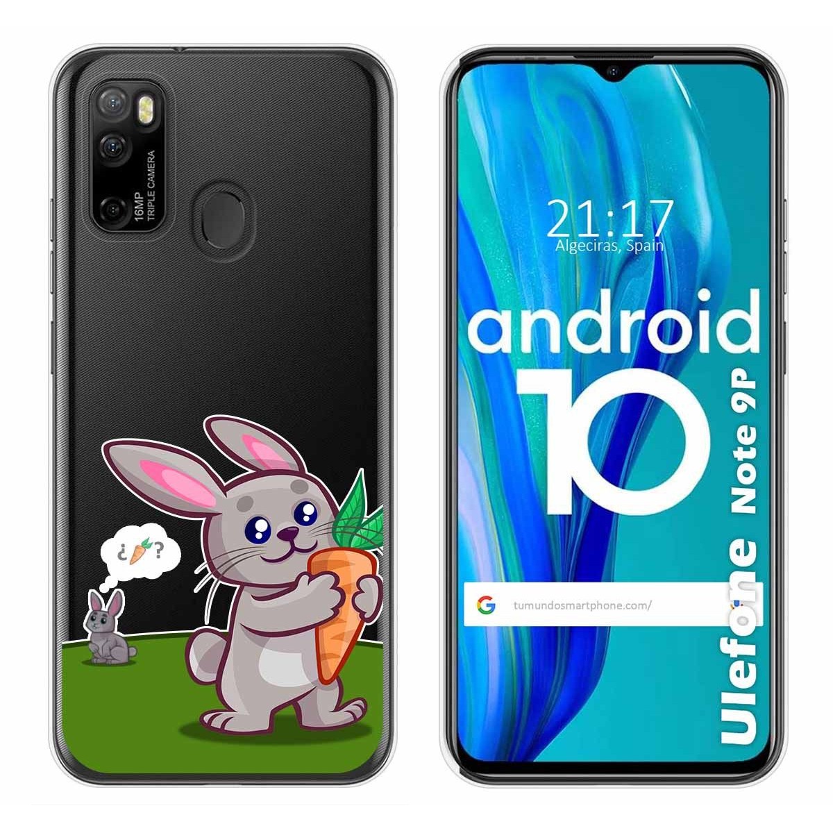 Funda Gel Transparente para Ulefone Armor Note 9P diseño Conejo Dibujos