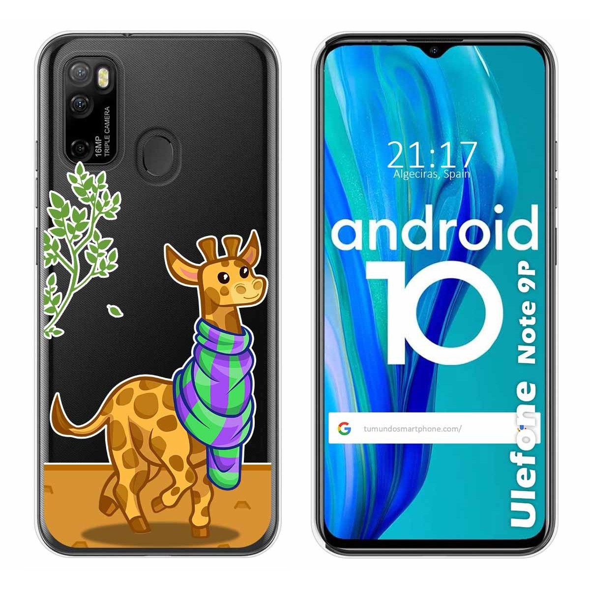 Funda Gel Transparente para Ulefone Armor Note 9P diseño Jirafa Dibujos