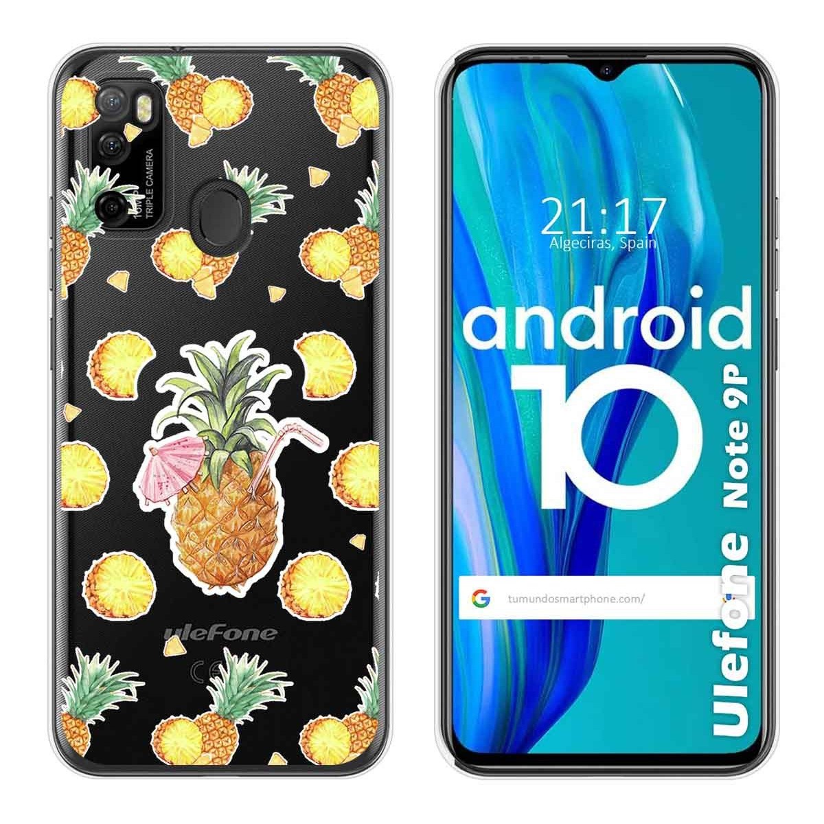 Funda Gel Transparente para Ulefone Armor Note 9P diseño Piña Dibujos
