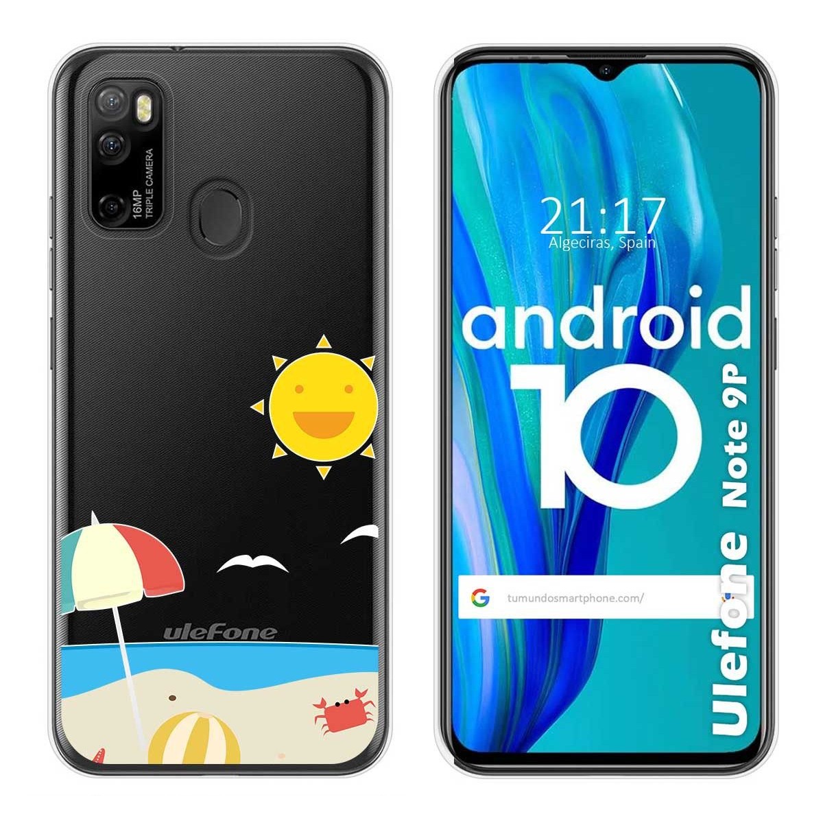 Funda Gel Transparente para Ulefone Armor Note 9P diseño Playa Dibujos
