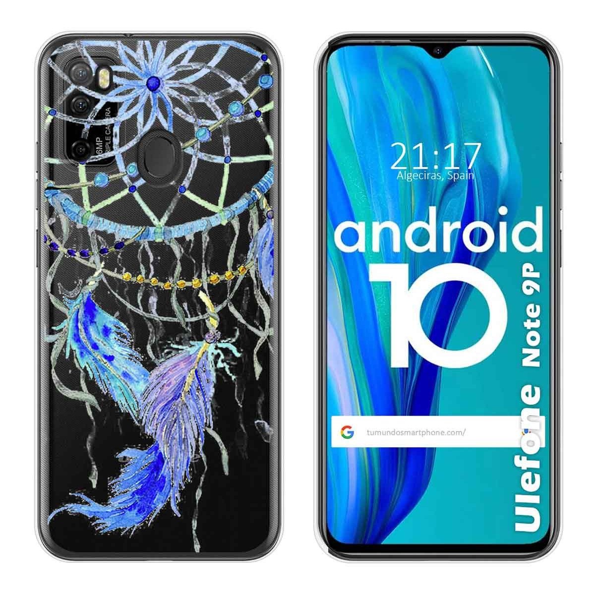 Funda Gel Transparente para Ulefone Armor Note 9P diseño Plumas Dibujos