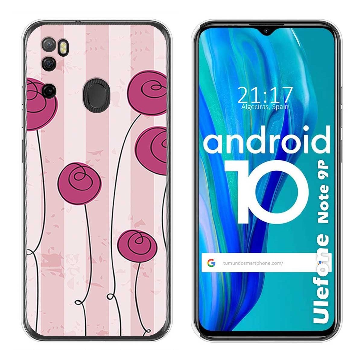 Funda Gel Tpu para Ulefone Armor Note 9P diseño Flores Vintage Dibujos