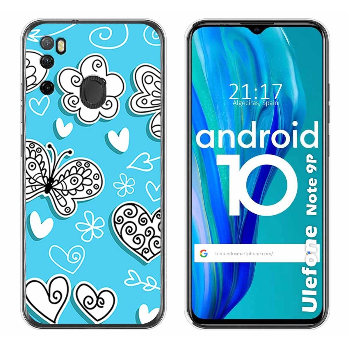 Funda Gel Tpu para Ulefone Armor Note 9P diseño Mariposas Dibujos