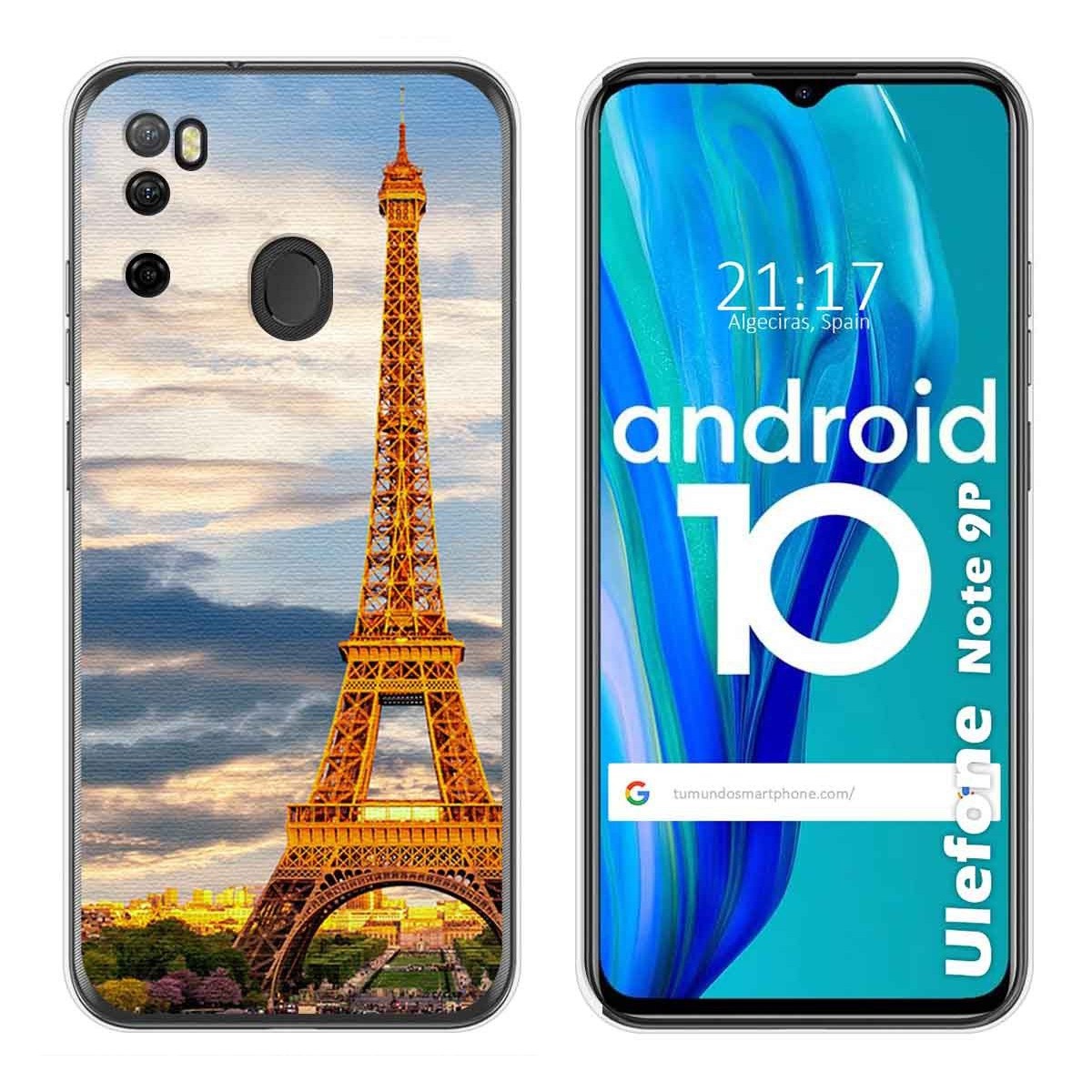 Funda Gel Tpu para Ulefone Armor Note 9P diseño Paris Dibujos