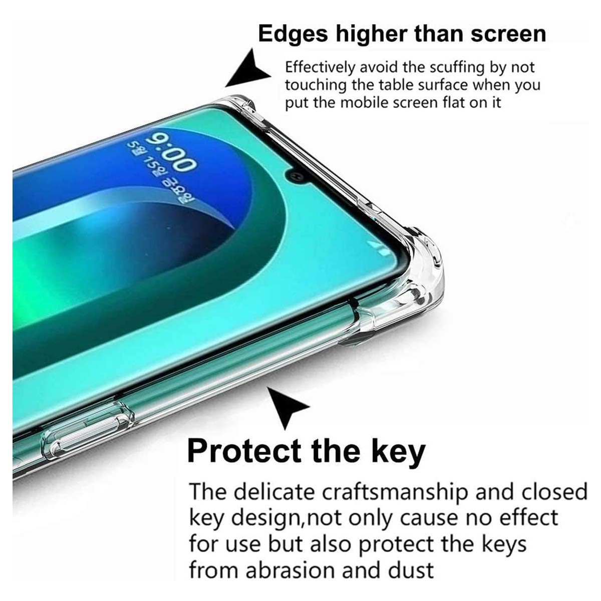 Funda Gel Tpu Anti-Shock Transparente para Lg Velvet 5G