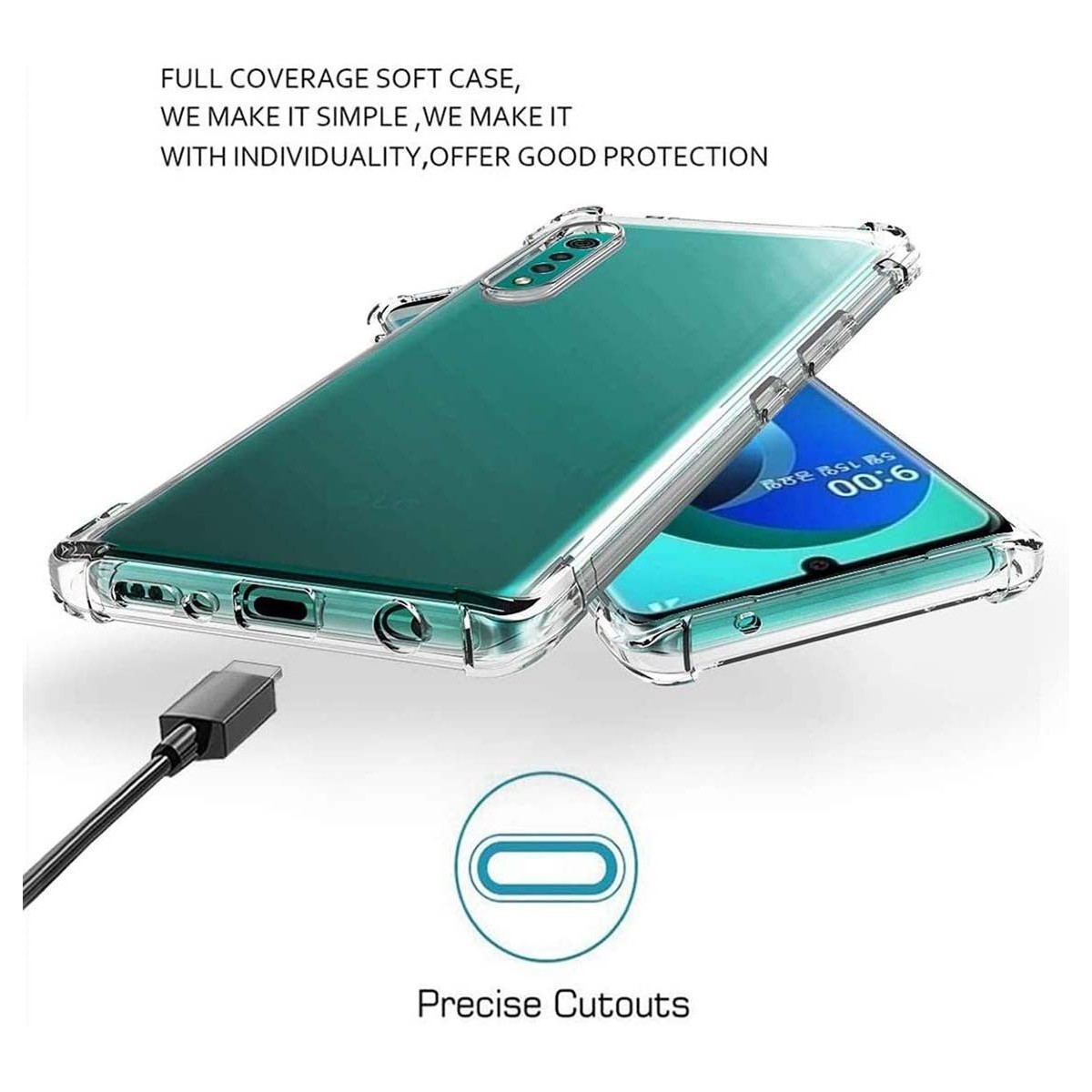 Funda Gel Tpu Anti-Shock Transparente para Lg Velvet 5G