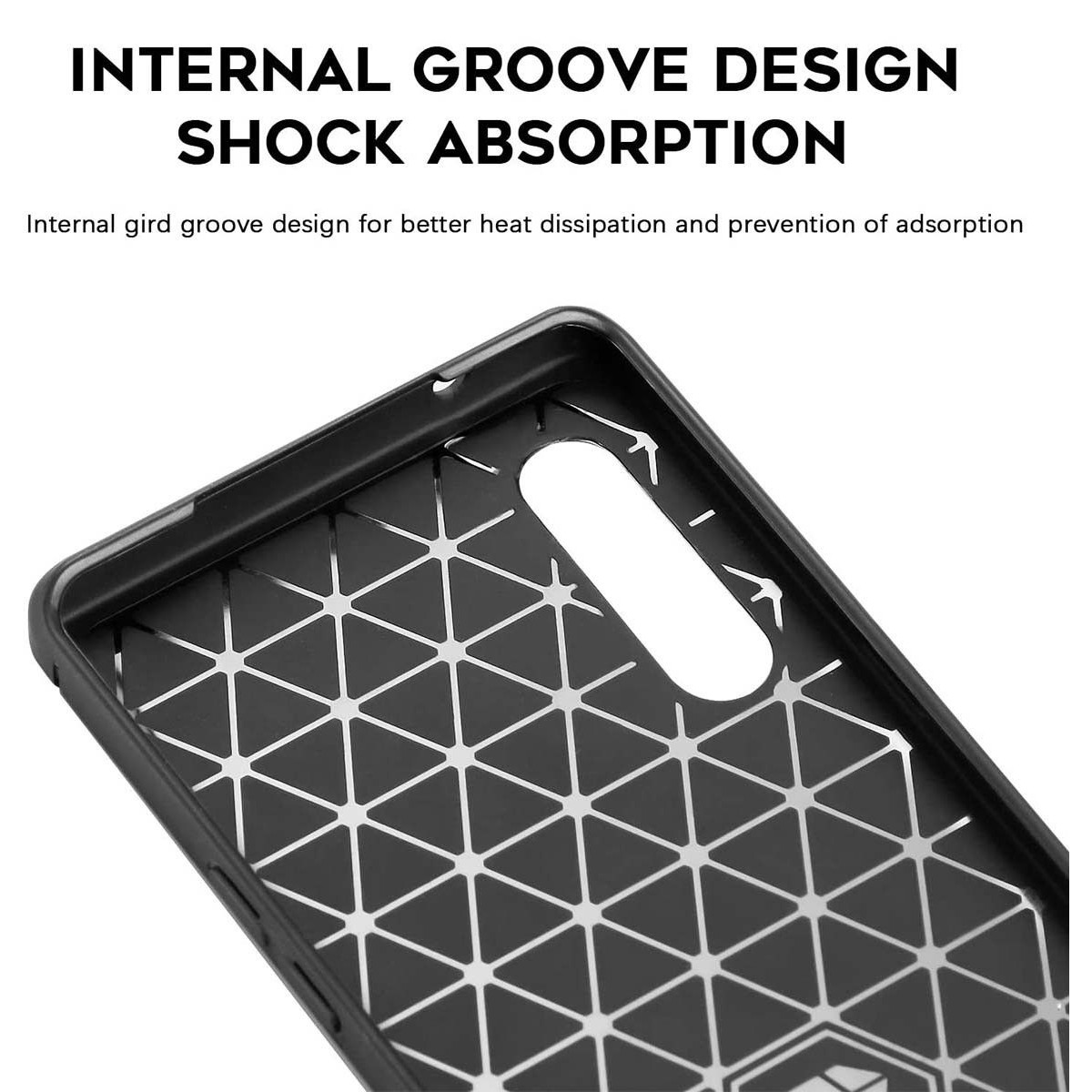 Funda Gel Tpu Tipo Carbon Negra para Lg Velvet 5G