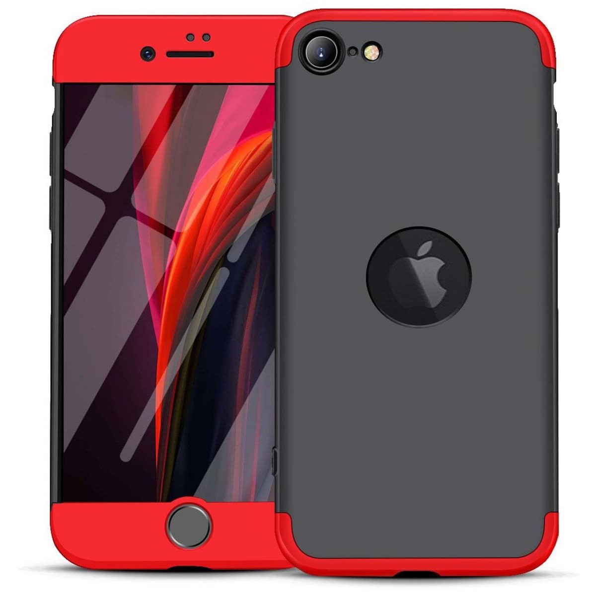 Funda Carcasa GKK 360 para Iphone SE 2020 color Negra / Roja