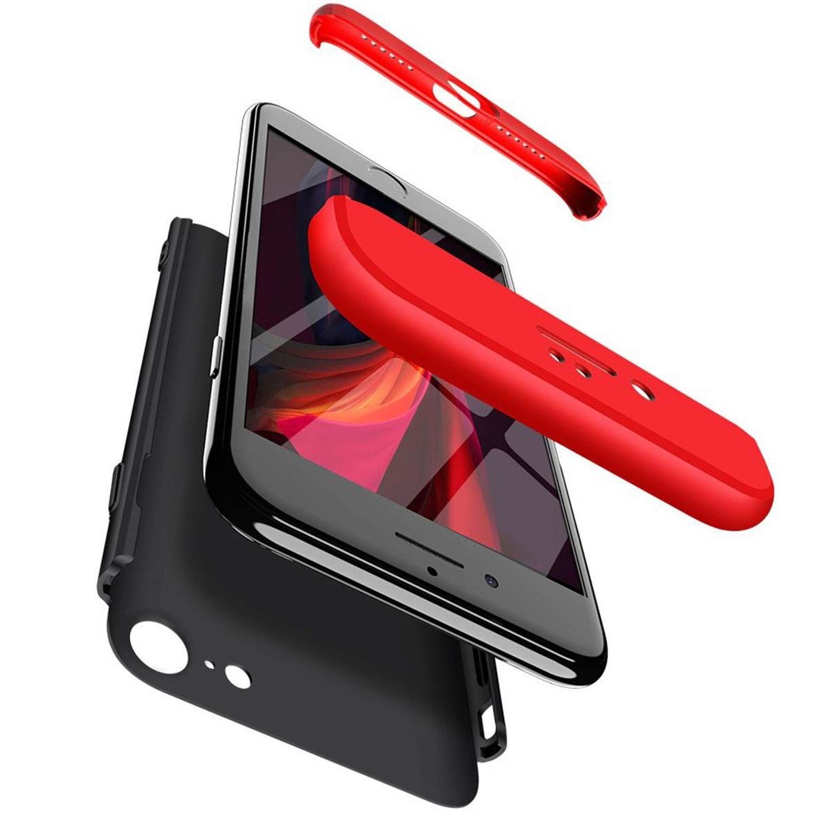 Funda Carcasa GKK 360 para Iphone SE 2020 color Negra / Roja