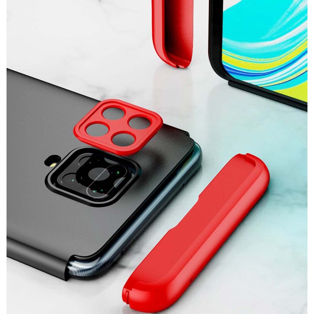 Funda Carcasa GKK 360 para Xiaomi Redmi Note 9S / Note 9 Pro color Negra / Roja