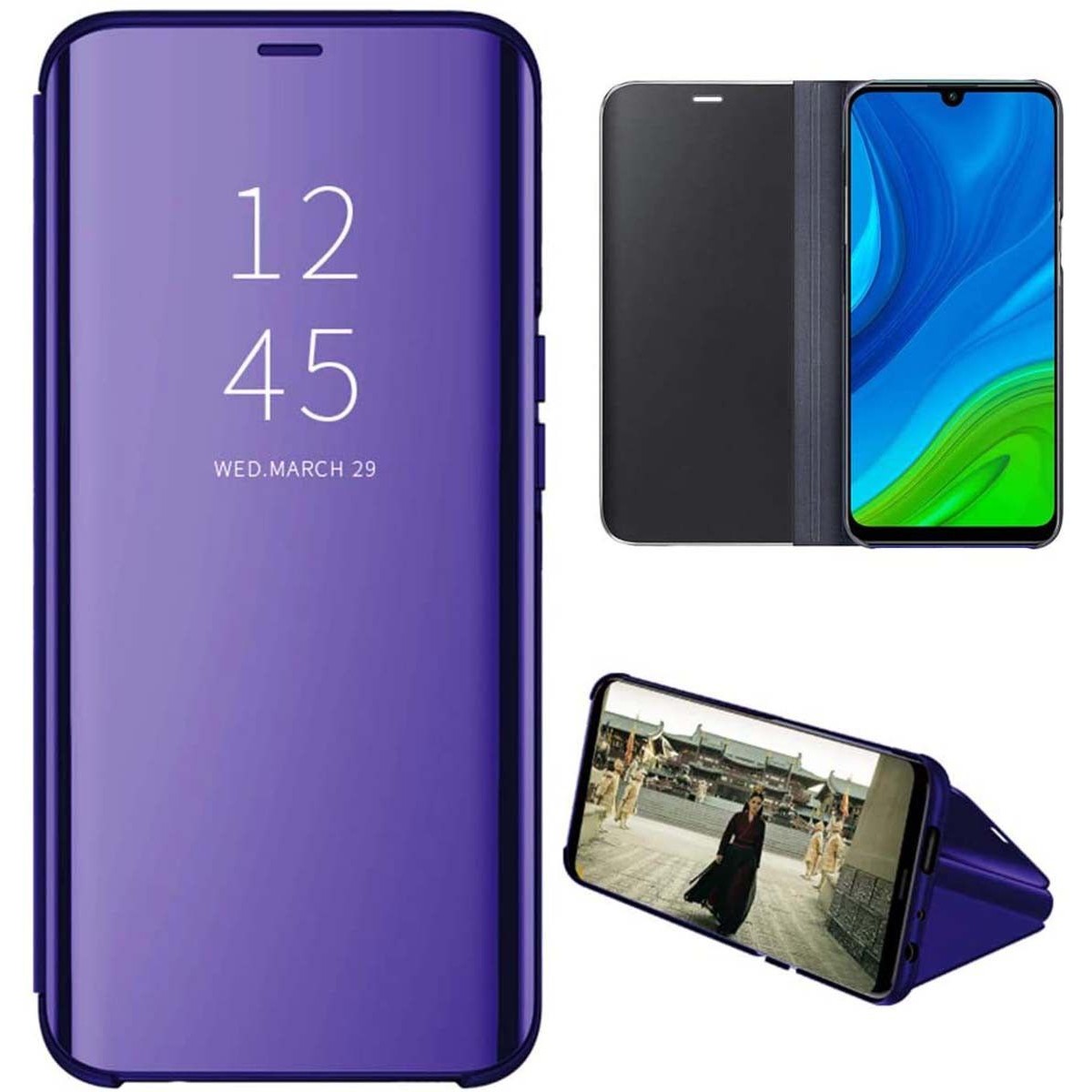 Funda Flip Cover Clear View para Huawei P Smart 2020 color Azul