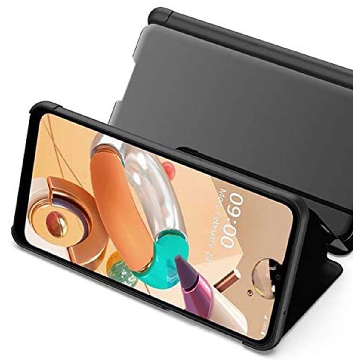 Funda Flip Cover Clear View para Lg K61 color Azul