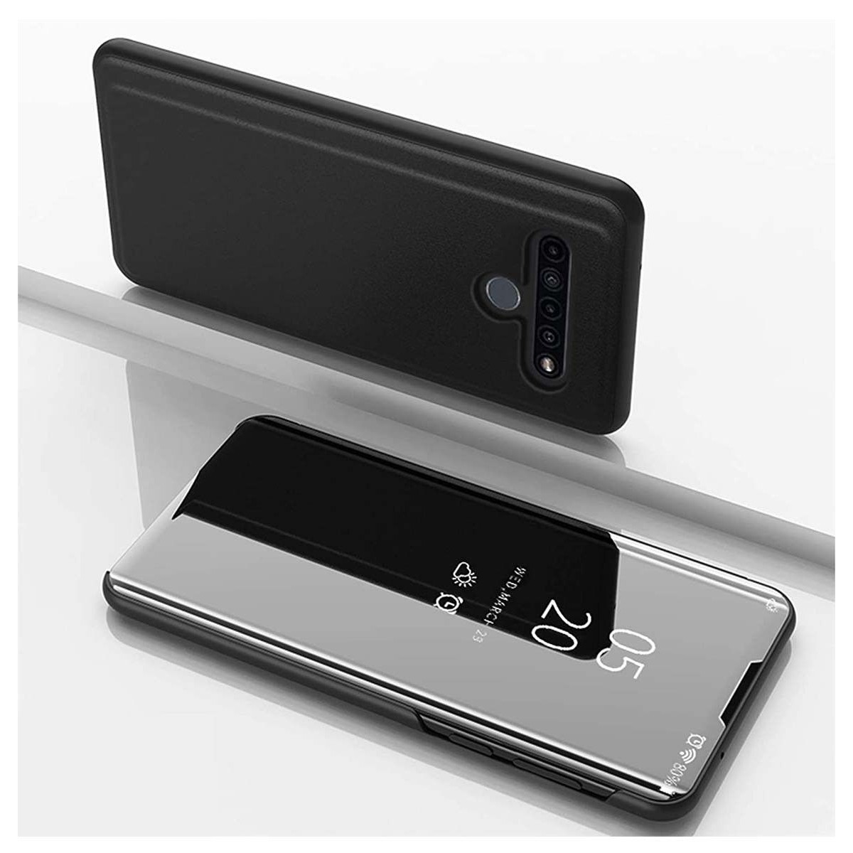 Funda Flip Cover Clear View para Lg K61 color Negra