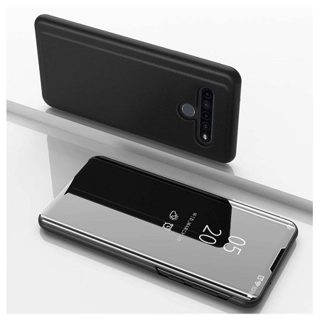 Funda Flip Cover Clear View para Lg K61 color Negra
