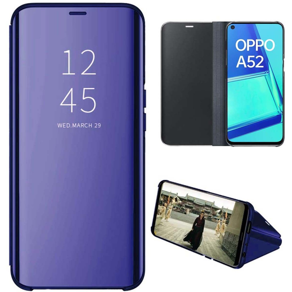 Funda Flip Cover Clear View para Oppo A52 / A72 color Azul