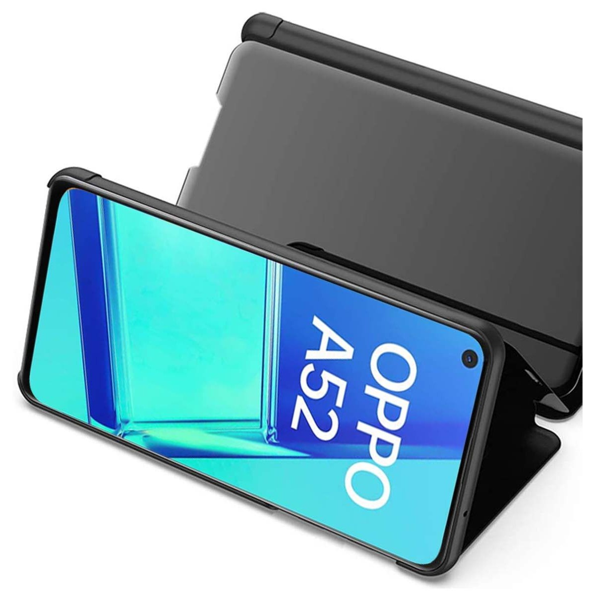Funda Flip Cover Clear View para Oppo A52 / A72 color Negra