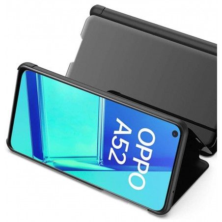 Funda Flip Cover Clear View para Oppo A52 / A72 color Negra