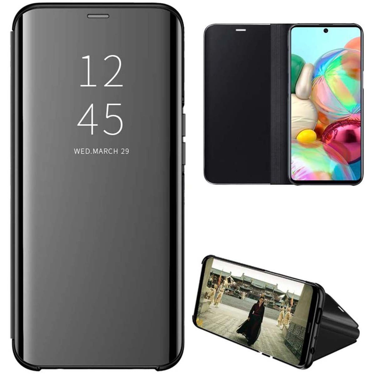 Funda Flip Cover Clear View para Samsung Galaxy A71 5G color Negra
