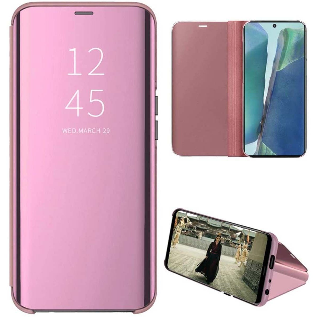 Funda Flip Cover Clear View para Samsung Galaxy Note 20 color Rosa