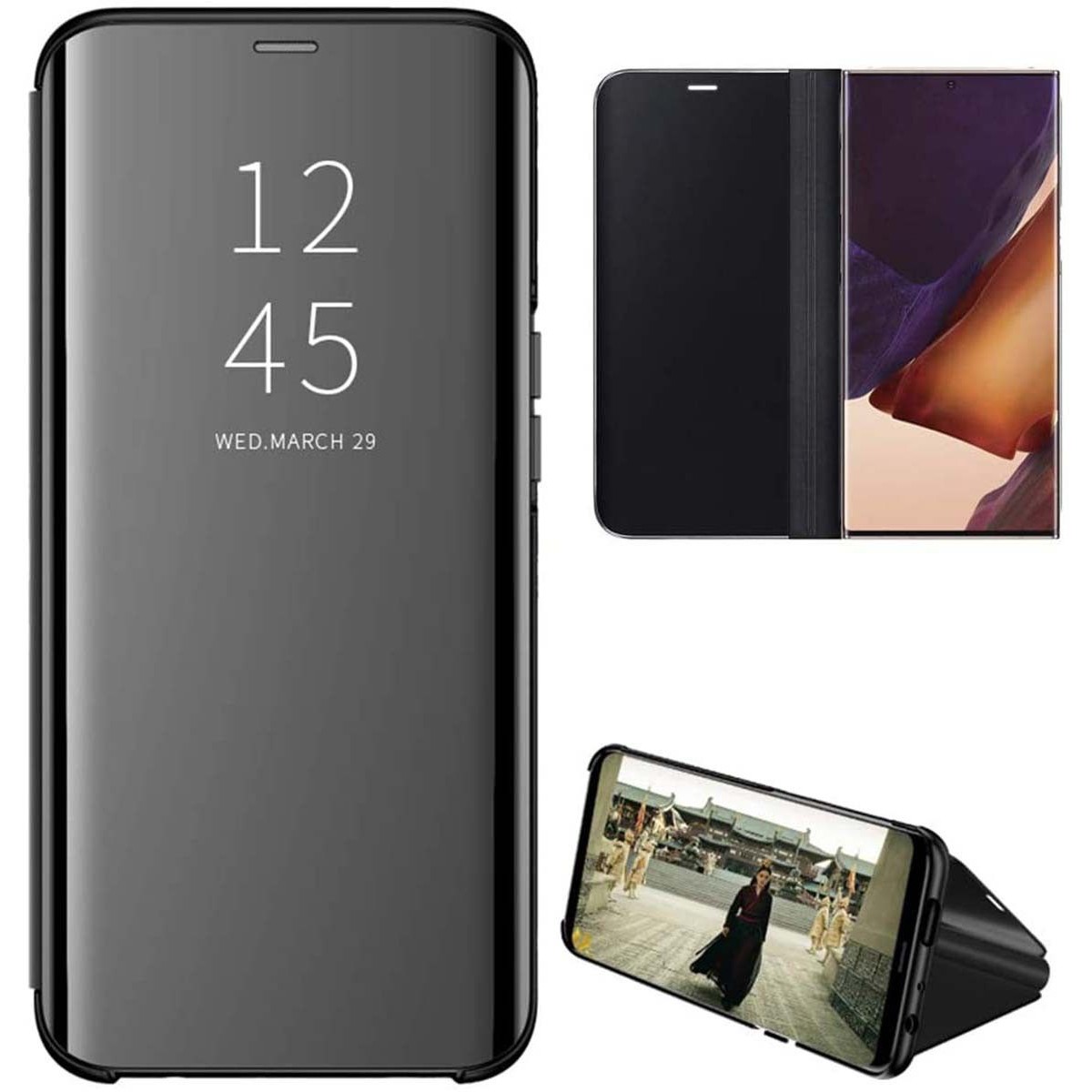 Funda Flip Cover Clear View para Samsung Galaxy Note 20 Ultra color Negra