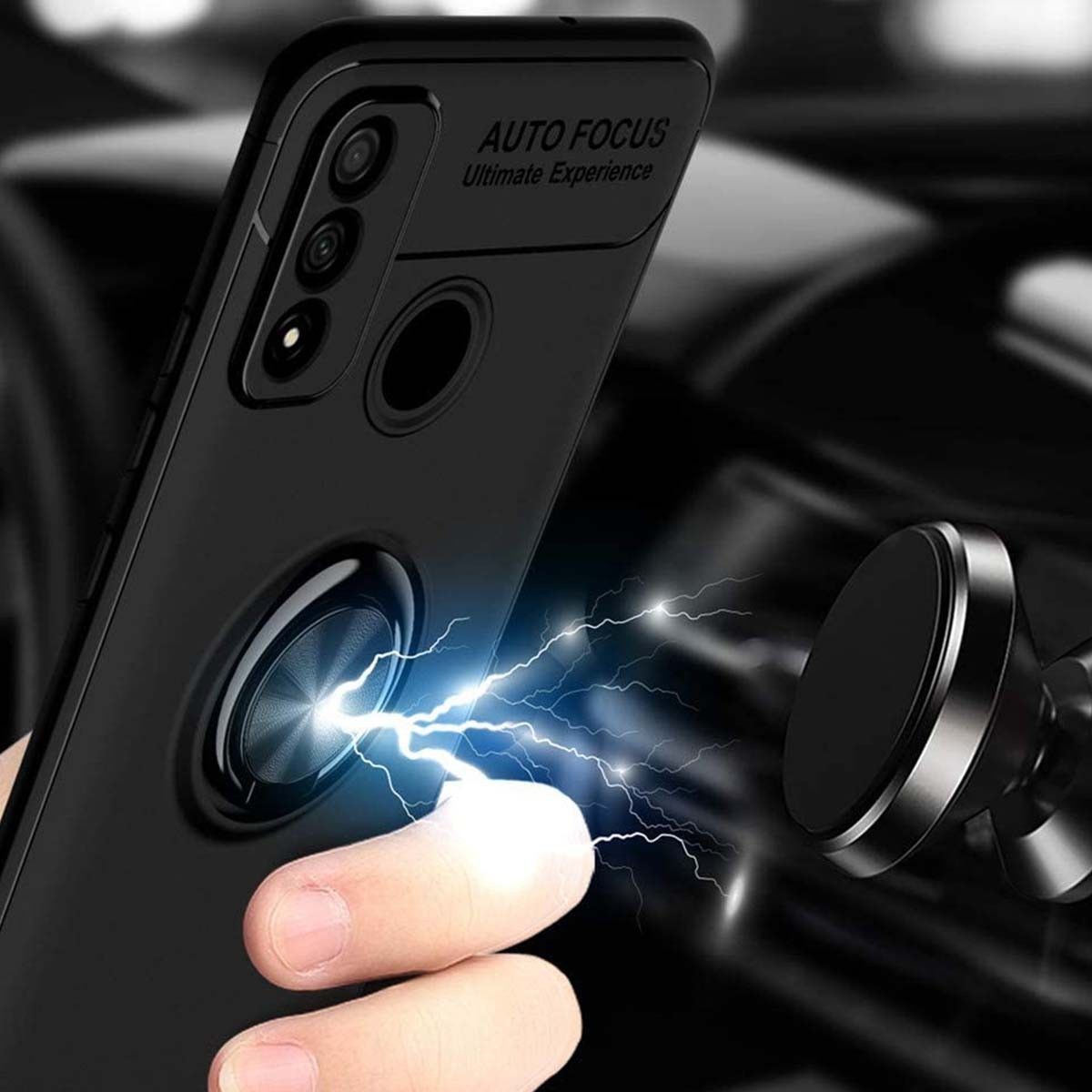 Funda Magnetica Soporte con Anillo Giratorio 360 para Huawei P Smart 2020 Roja