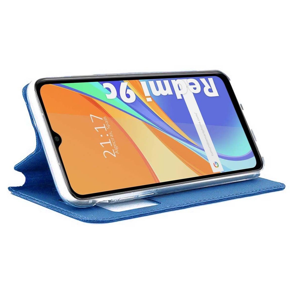 Funda Libro Soporte con Ventana para Xiaomi Redmi 9C color Azul