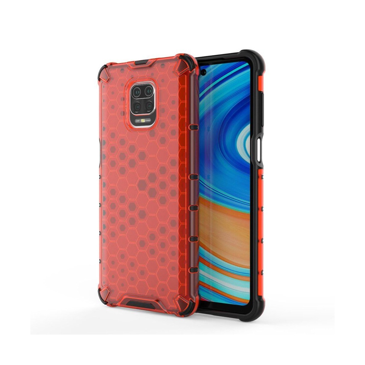 Funda Tipo Honeycomb Armor (Pc+Tpu) Roja para Xiaomi Redmi Note 9