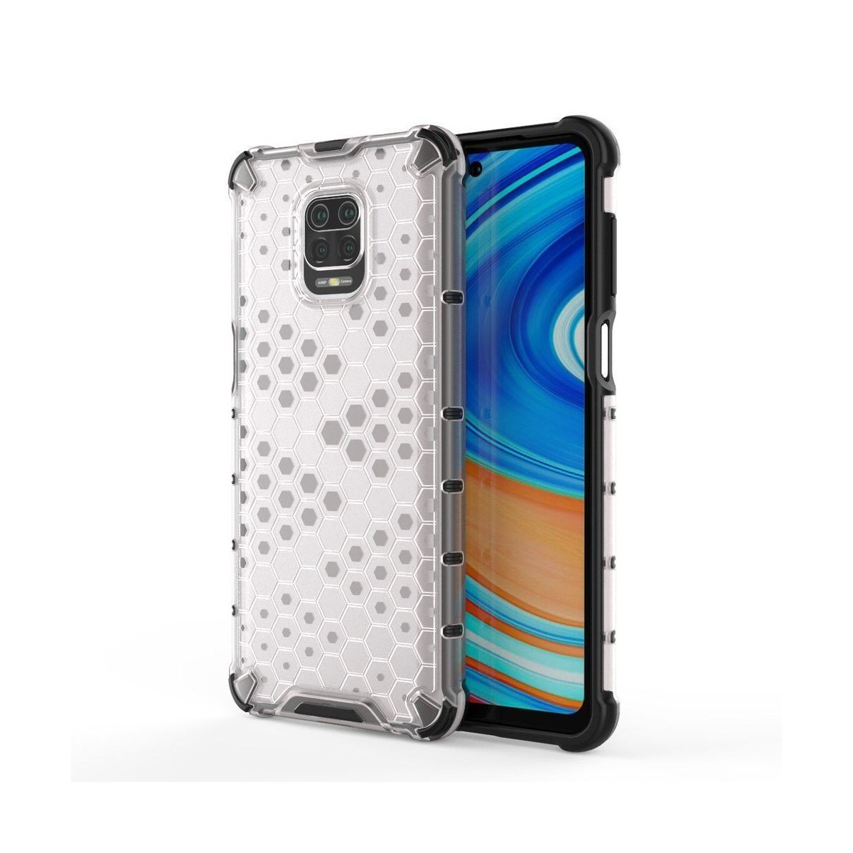 Funda Tipo Honeycomb Armor (Pc+Tpu) Transparente para Xiaomi Redmi Note 9