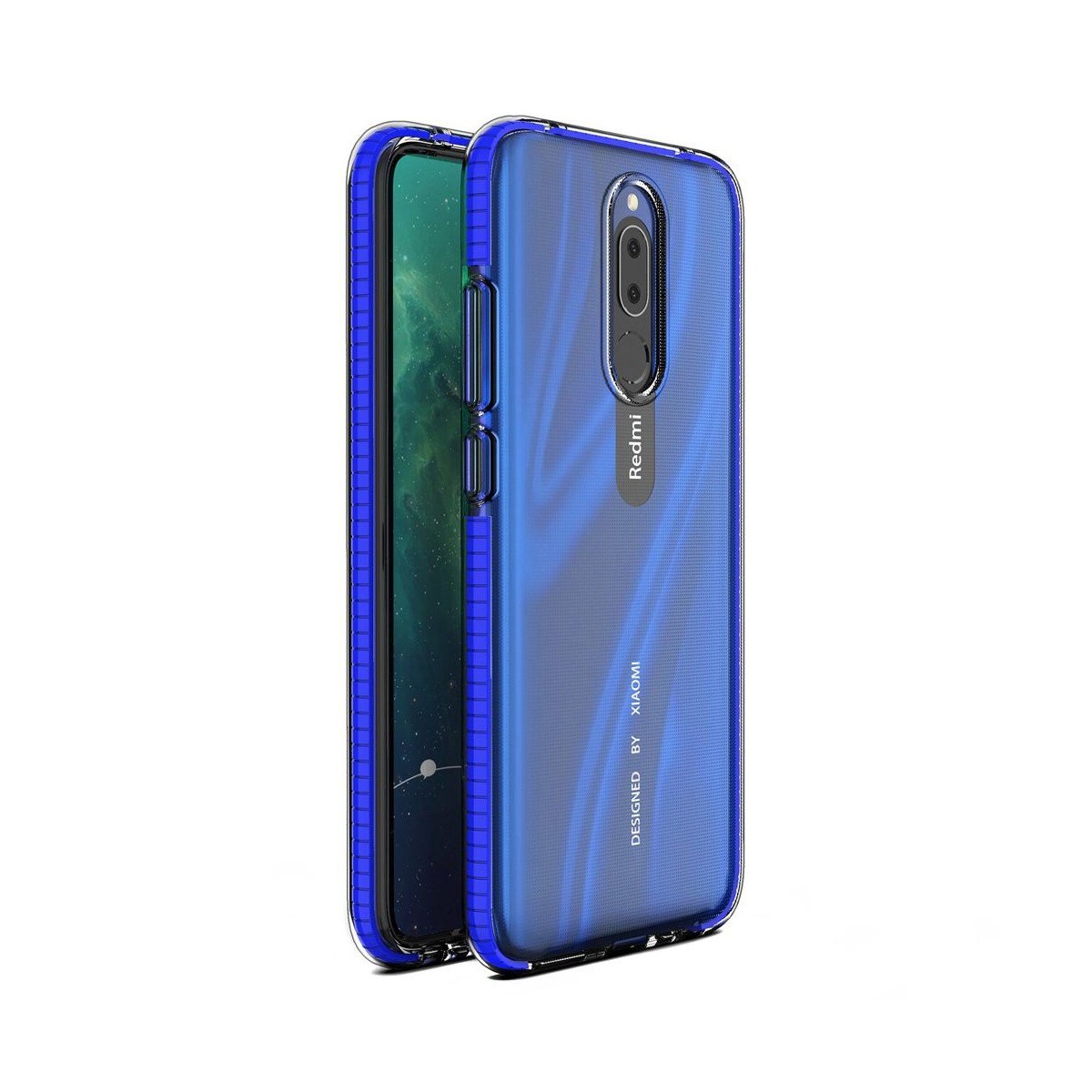 Funda Silicona Gel Tpu transparente con Marco Azul para Xiaomi Redmi Note 9