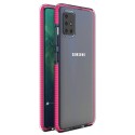 Funda Silicona Gel Tpu transparente con Marco Rosa para Samsung Galaxy A21s