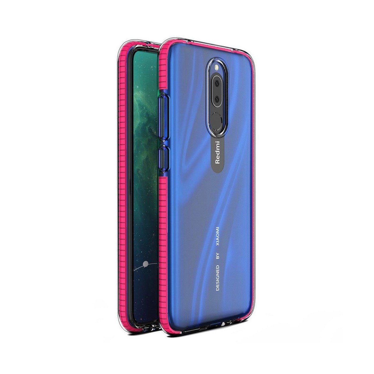 Funda Silicona Gel Tpu transparente con Marco Rosa para Xiaomi Redmi Note 9