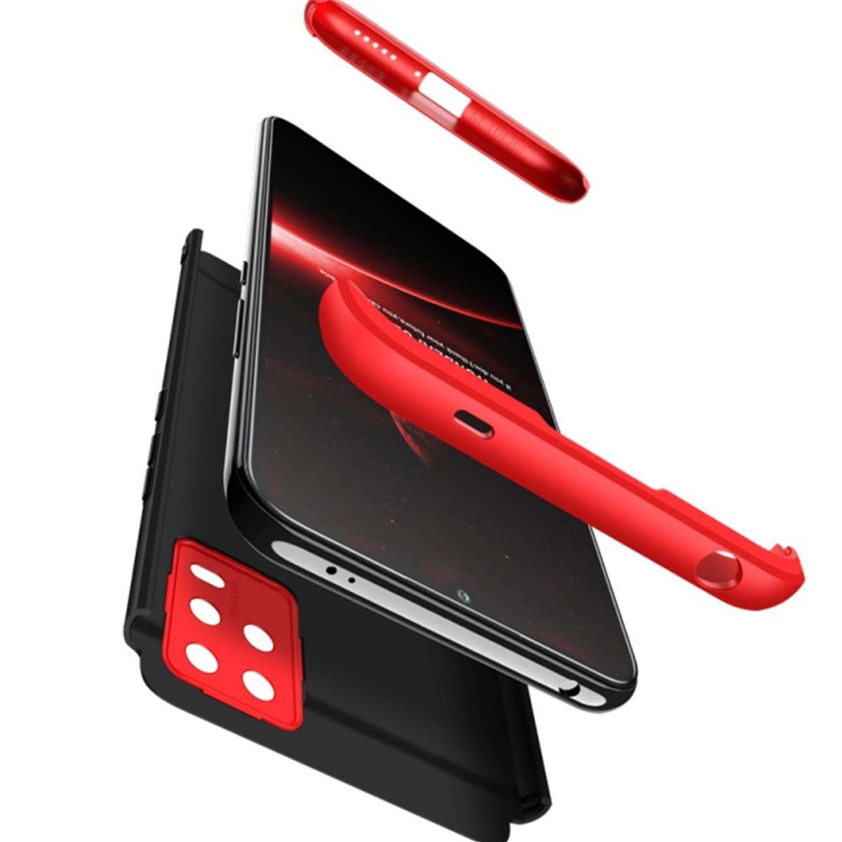 Funda Carcasa GKK 360 para Xiaomi Mi 10 Lite color Negra / Roja