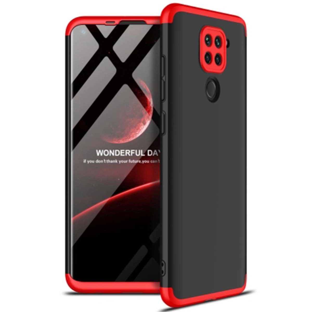 Funda Carcasa GKK 360 para Xiaomi Redmi Note 9 color Negra / Roja
