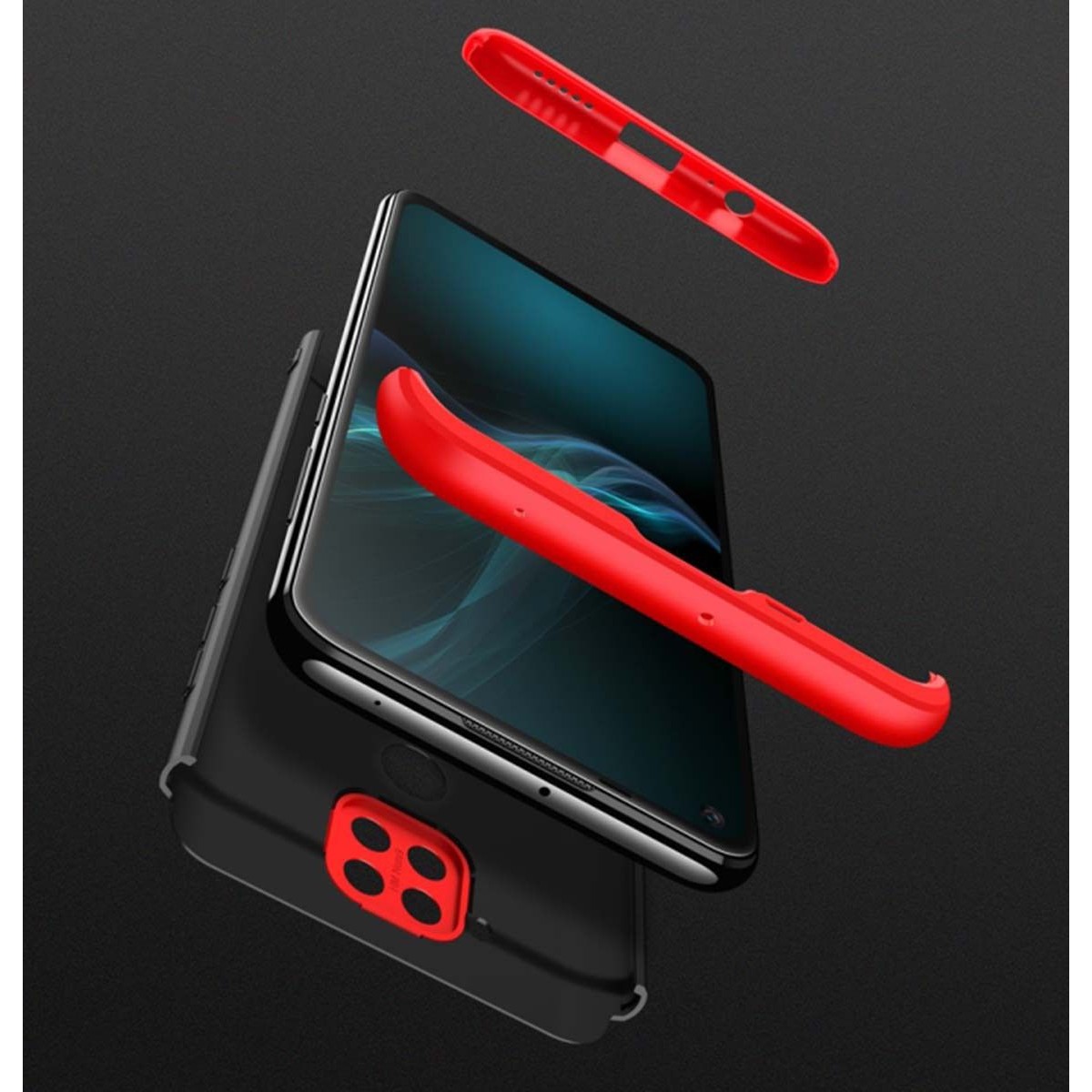 Funda Carcasa GKK 360 para Xiaomi Redmi Note 9 color Negra / Roja