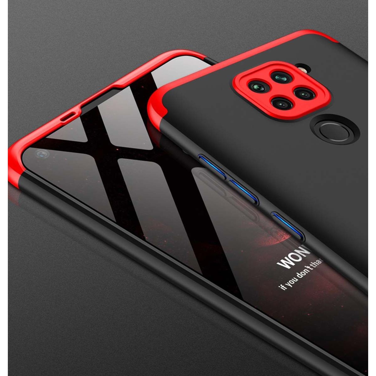 Funda Carcasa GKK 360 para Xiaomi Redmi Note 9 color Negra / Roja