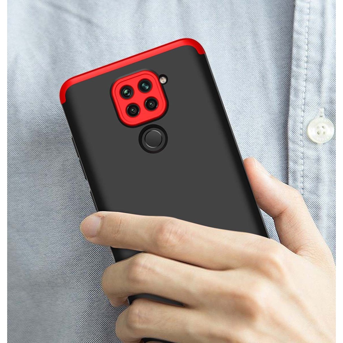 Funda Carcasa GKK 360 para Xiaomi Redmi Note 9 color Negra / Roja
