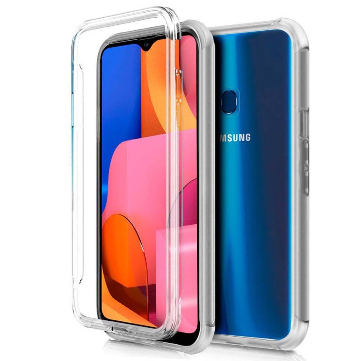 Funda Completa Transparente Pc + Tpu Full Body 360 para Samsung Galaxy A20s