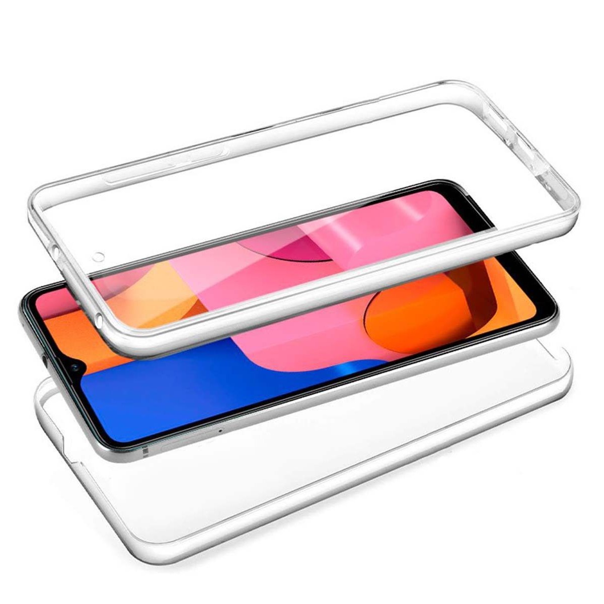 Funda Completa Transparente Pc + Tpu Full Body 360 para Samsung Galaxy A20s