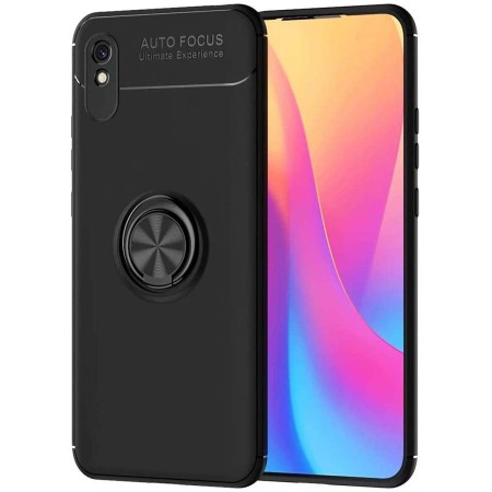 Funda Magnetica Soporte con Anillo Giratorio 360 para Xiaomi Redmi 9A / 9AT Negra