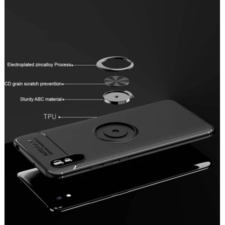 Funda Magnetica Soporte con Anillo Giratorio 360 para Xiaomi Redmi 9A / 9AT Negra