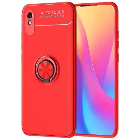 Funda Magnetica Soporte con Anillo Giratorio 360 para Xiaomi Redmi 9A / 9AT Roja