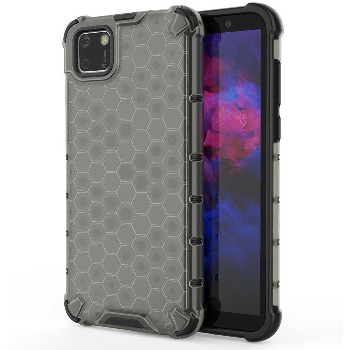 Funda Tipo Honeycomb Armor (Pc+Tpu) Negra para Huawei Y5p