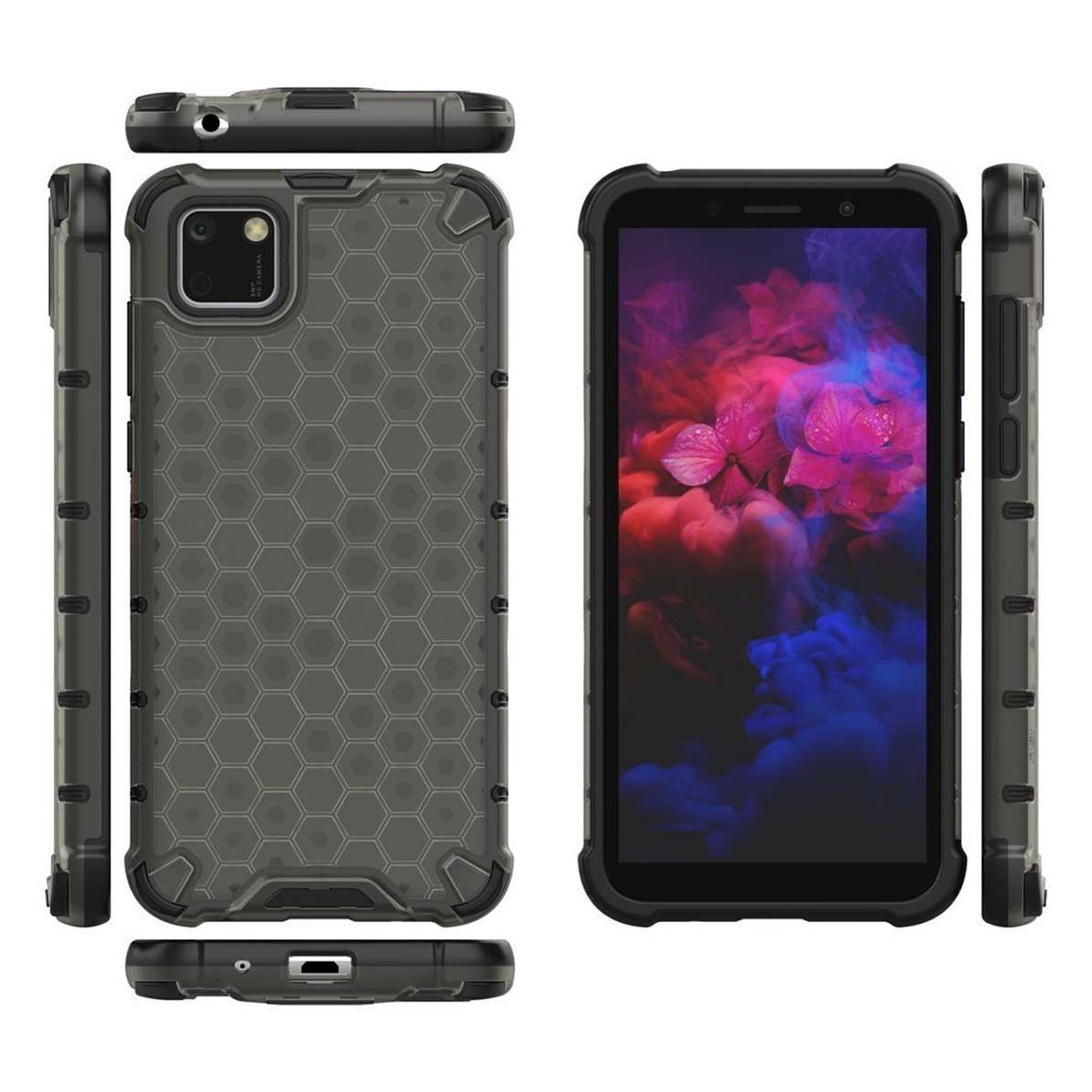 Funda Tipo Honeycomb Armor (Pc+Tpu) Negra para Huawei Y5p