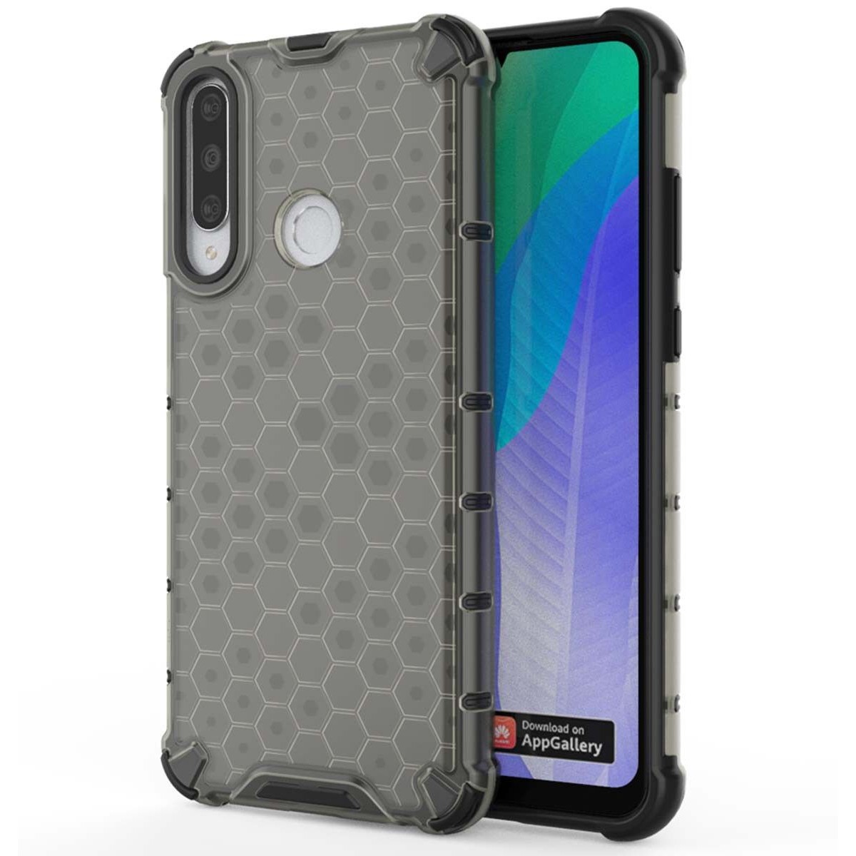 Funda Tipo Honeycomb Armor (Pc+Tpu) Negra para Huawei Y6p